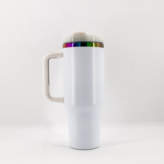 40 oz Rainbow-Plated Tumbler – Insulated Stainless Steel Cup for Hot & and Cold Drinks